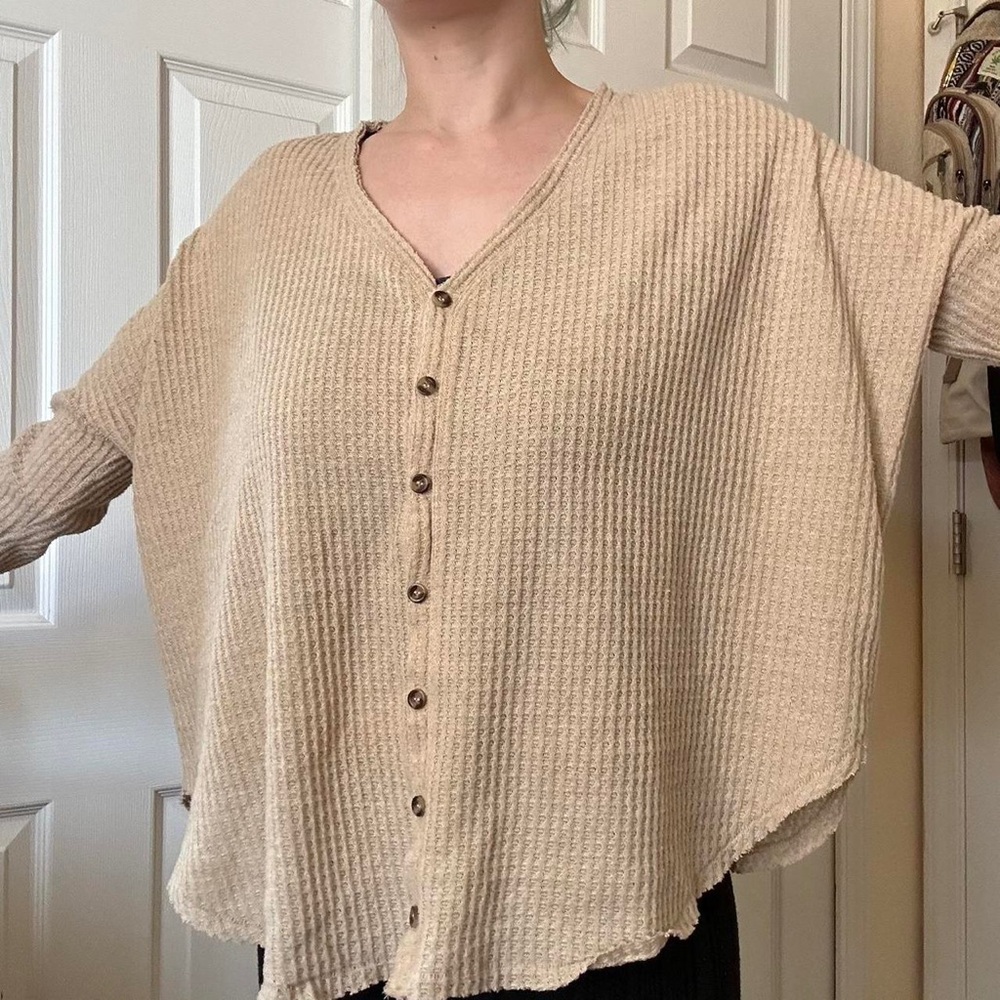 Women's Cream Button-Up Sweater